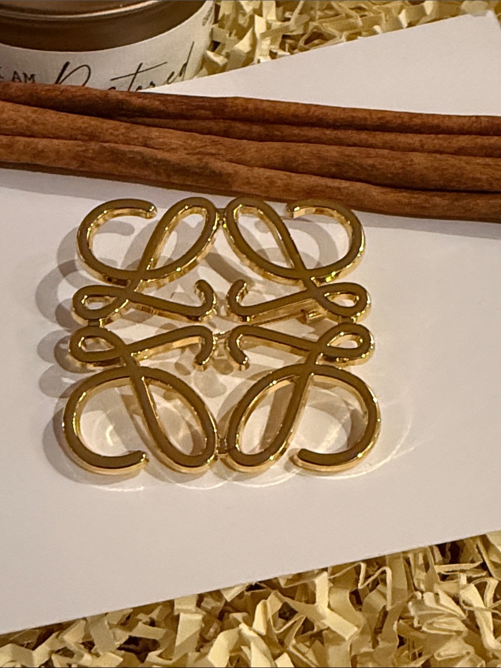 Fashion Jewelry Gold Tone Monogram Brooch Women’s Accessory